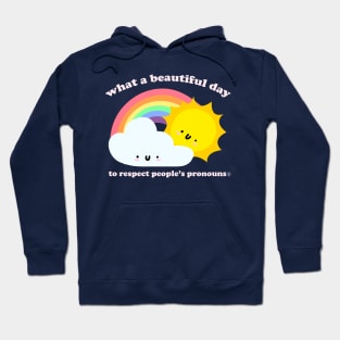 What A Beautiful Day To Respect Pronouns - Kawaii LGBTQ Saying Hoodie